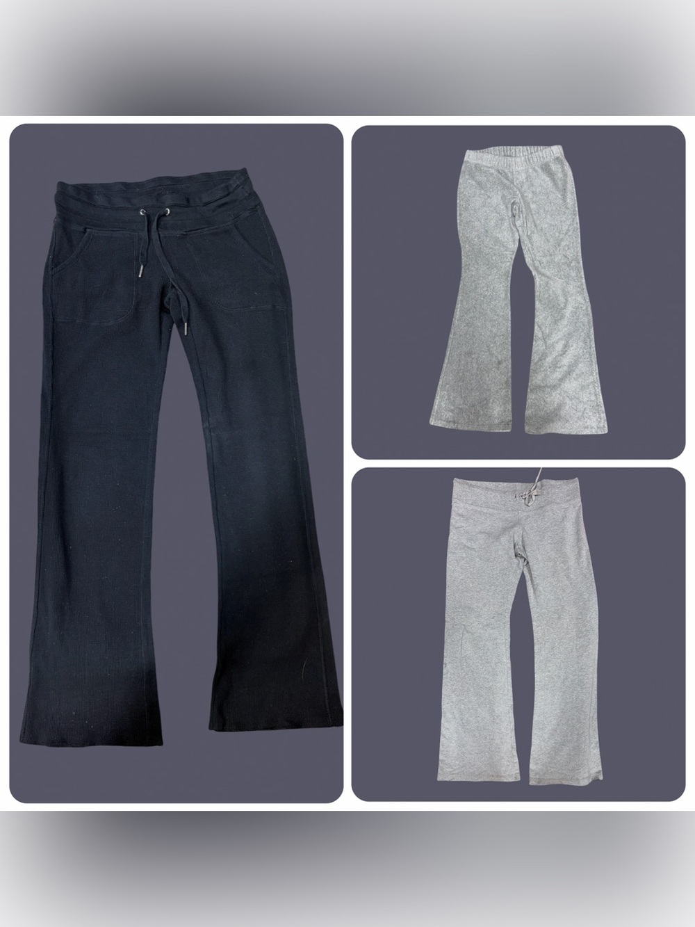 3 Pairs Women’s Stretch Bootcut Lounge Pants - Black and Heather Gray